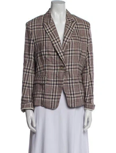 Pre-owned Isabel Marant Linen Plaid Print Blazer In White