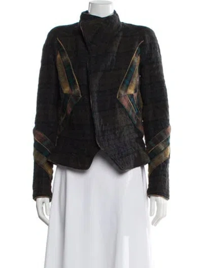 Pre-owned Isabel Marant Linen Plaid Print Coat In Green