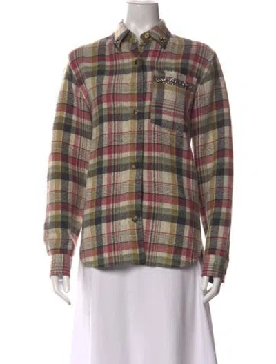 Pre-owned Isabel Marant Linen Plaid Print Top In Multi