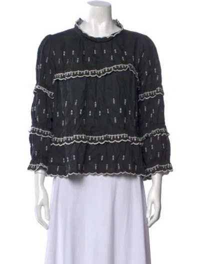 Pre-owned Isabel Marant Linen Printed Blouse In Black