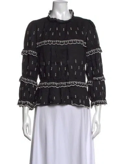 Pre-owned Isabel Marant Linen Printed Blouse In Black