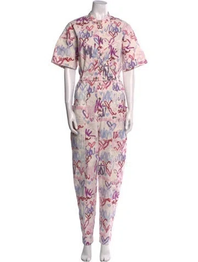 Pre-owned Isabel Marant Linen Printed Jumpsuit In Pink