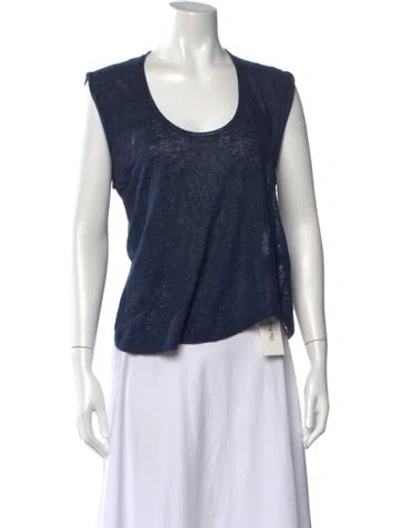 Pre-owned Isabel Marant Linen Scoop Neck Top In Blue