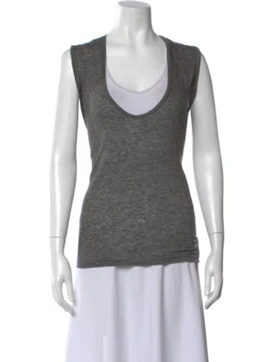 Pre-owned Isabel Marant Linen Scoop Neck Top In Gray