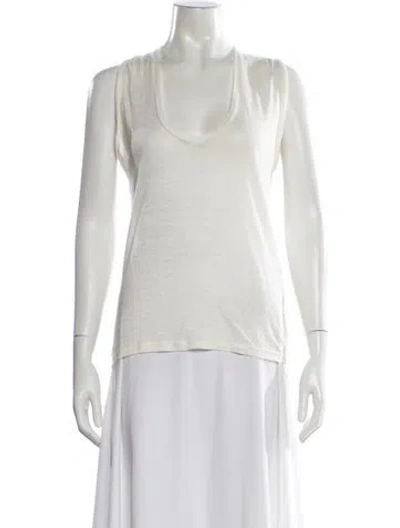 Pre-owned Isabel Marant Linen Scoop Neck Top In Neutral