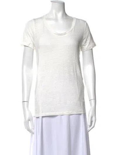 Pre-owned Isabel Marant Linen Scoop Neck T-shirt In White