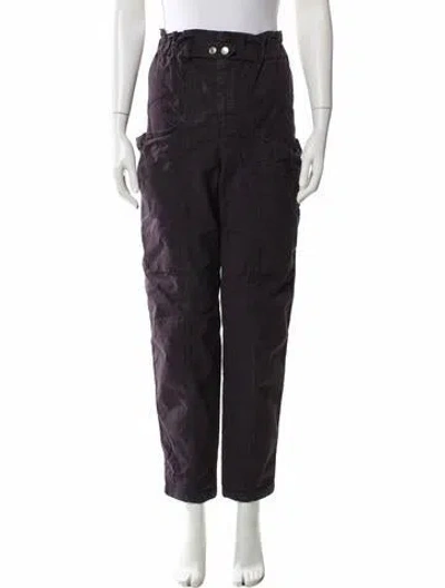 Pre-owned Isabel Marant Linen Straight Leg Pants In Black