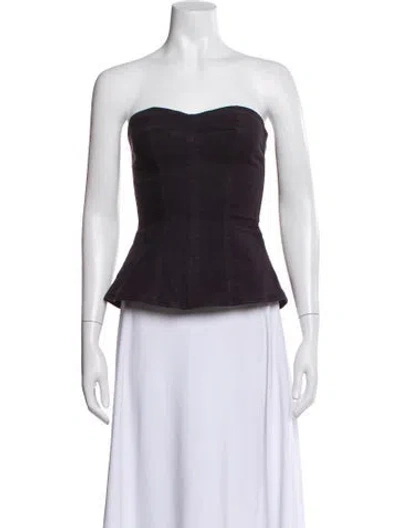 Pre-owned Isabel Marant Linen Strapless Top In Black