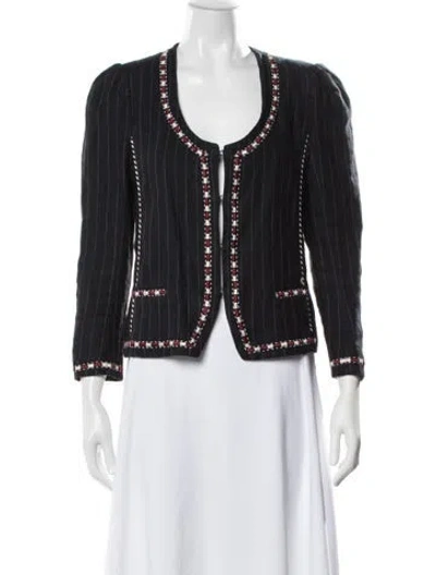 Pre-owned Isabel Marant Linen Striped Jacket In Black