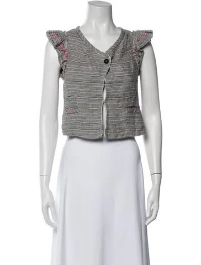 Pre-owned Isabel Marant Linen Striped Top In Gray