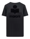 Isabel Marant Linen T-shirt With Flocked Logo In Negro
