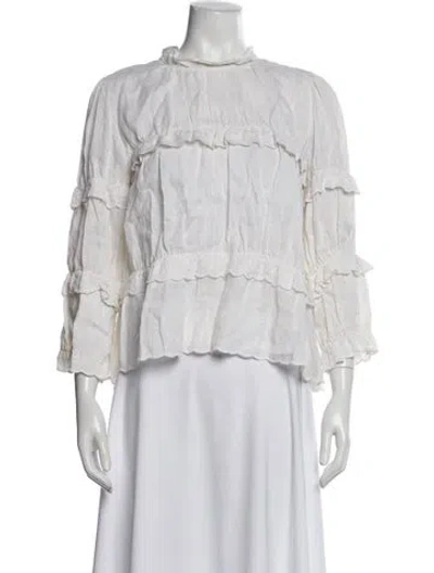 Pre-owned Isabel Marant Linen Three-quarter Sleeve Blouse In White