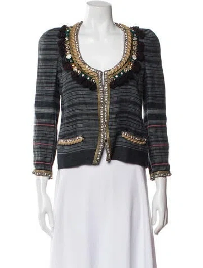 Pre-owned Isabel Marant Linen Tweed Pattern Evening Jacket In Multi