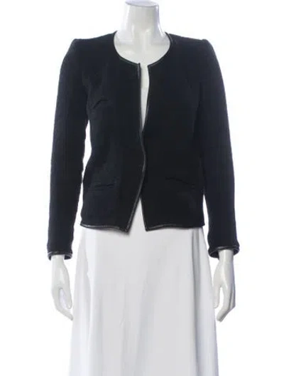 Pre-owned Isabel Marant Linen Tweed Pattern Jacket In Blue