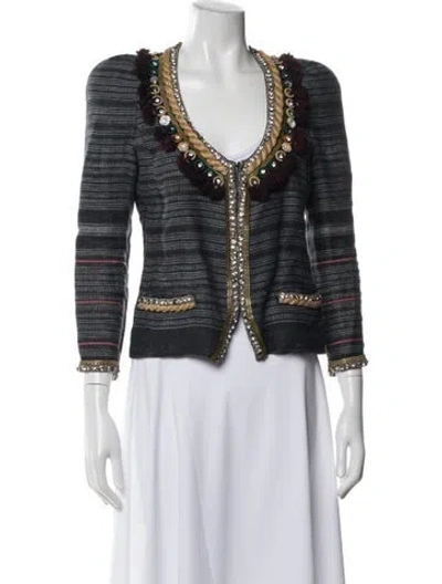 Pre-owned Isabel Marant Linen Tweed Pattern Jacket In Multi
