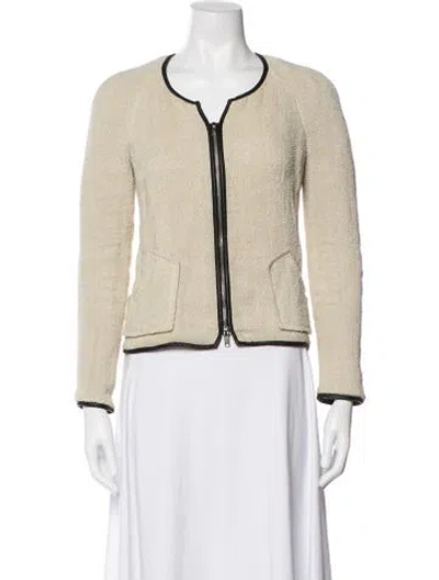 Pre-owned Isabel Marant Linen Tweed Pattern Jacket In Neutral