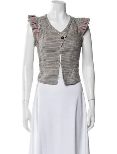 Pre-owned Isabel Marant Linen Tweed Pattern Vest In Gray