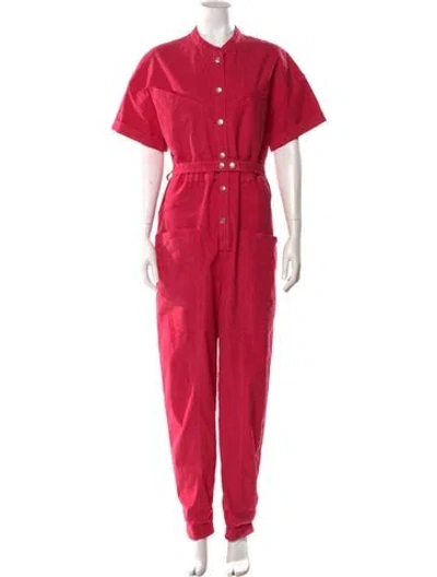 Pre-owned Isabel Marant Linen V-neck Jumpsuit In Pink