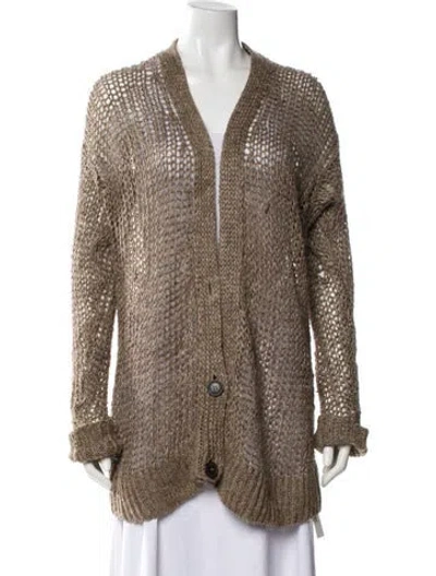 Pre-owned Isabel Marant Linen V-neck Sweater In Neutral