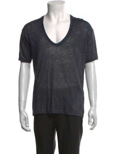 Pre-owned Isabel Marant Linen V-neck T-shirt In Blue