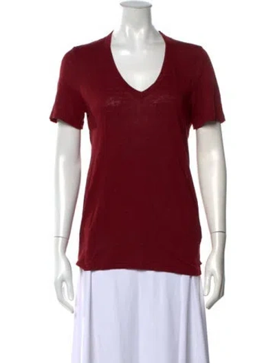 Pre-owned Isabel Marant Linen V-neck T-shirt In Red
