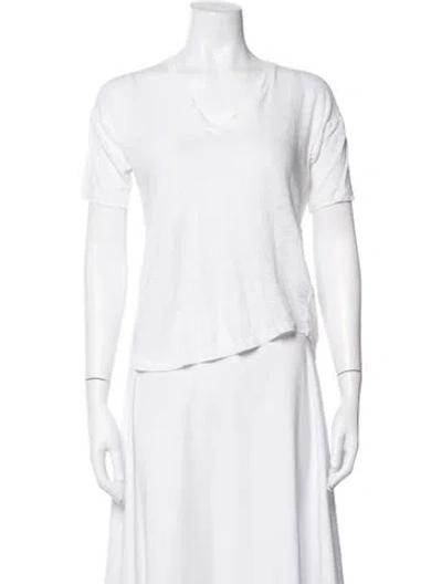 Pre-owned Isabel Marant Linen V-neck T-shirt In White