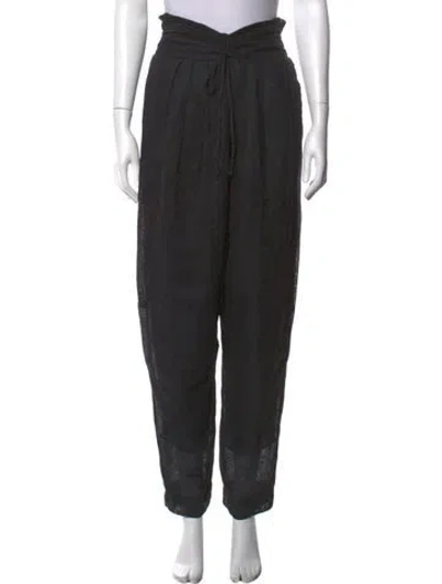 Pre-owned Isabel Marant Linen Wide Leg Pants In Black