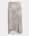 Isabel Marant Lisanne Spotted Velvet Burnout Midi Skirt In Blackecru