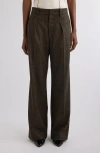 Isabel Marant Lisetta Pinstripe Pleated Wide Leg Wool Blend Trousers In Brown