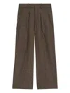 Isabel Marant Lisetta Pinstripe Pleated Wide Leg Wool Blend Trousers In Brown