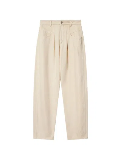 Isabel Marant Lisha Barrel Jeans In Cotton Denim Beige In White