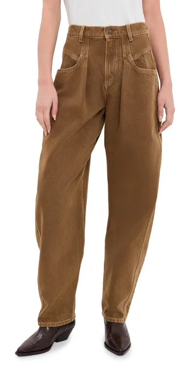 Isabel Marant Lisha Barrel Jeans In Cotton Denim Bronze In Brown