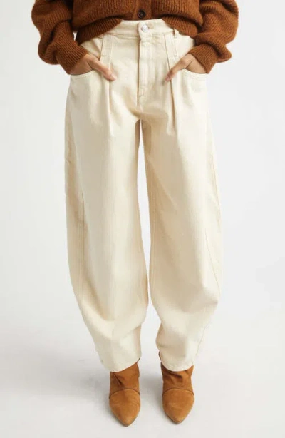Isabel Marant Lisha Pleated Barrel Leg Jeans In Neutral