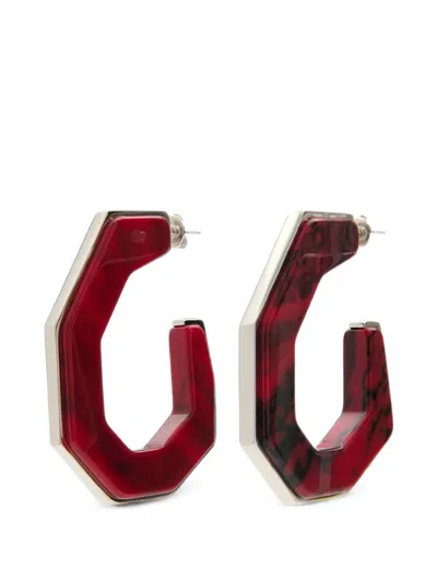 Isabel Marant Liu Marble-effect Hoop Earrings In Red