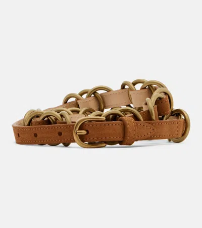 Isabel Marant Livo Embellished Suede Belt In Brown