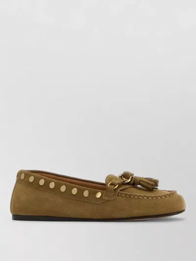 Isabel Marant Loafers Flat Sole Studded Detail Tassel In Brown