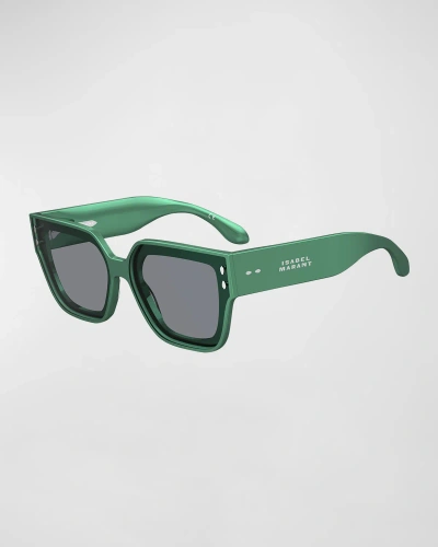 Isabel Marant Logo Acetate Square Sunglasses In Green