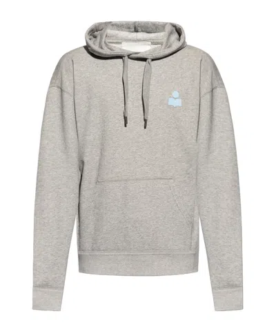 Isabel Marant Logo-appliqué Cotton Hoodie In Gray