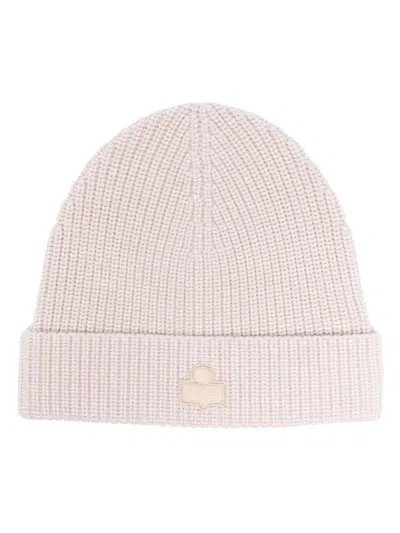 Isabel Marant Bayle Logo-patch Ribbed Beanie In Neutrals