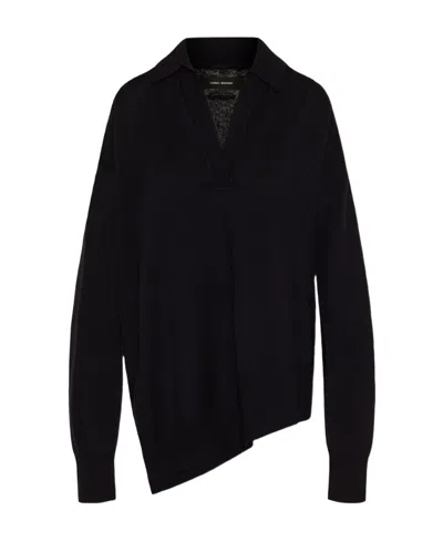 Isabel Marant Logo Asymmetrical Sweater In Black