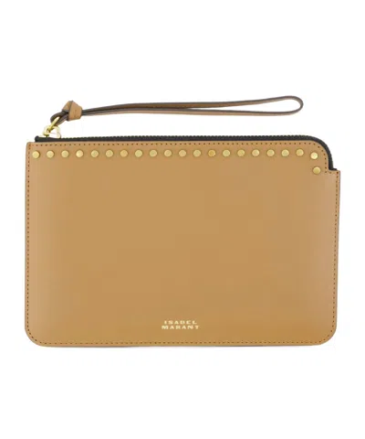 Isabel Marant Logo Clutch In Brown
