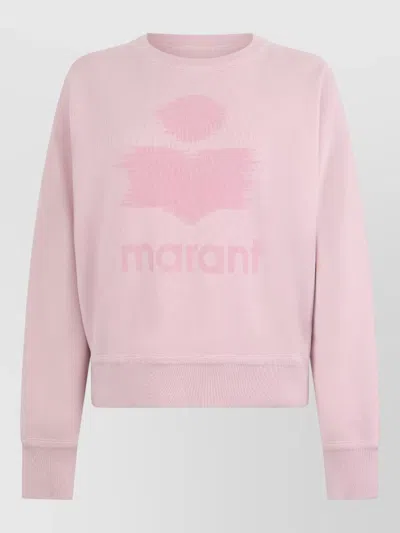Isabel Marant Logo Cotton Blend Crew Neck Sweatshirt In Pink