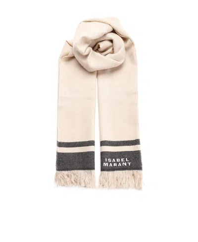 ISABEL MARANT ISABEL MARANT LOGO DETAILED FRINGED SCARF