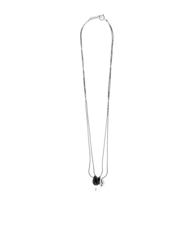 Isabel Marant Logo Double Layer Necklace In Black