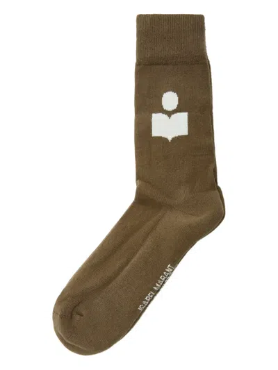 Isabel Marant Logo-embellishment Socks In Brown