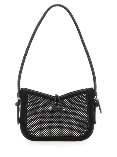Isabel Marant Logo Embossed Embellished Shoulder Bag In Black