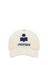 Isabel Marant Cotton Tyron Baseball Hat With Curved Brim In Ecru/blue