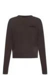 Isabel Marant Cropped Long-sleeve Top With Embroidered Detail In Black