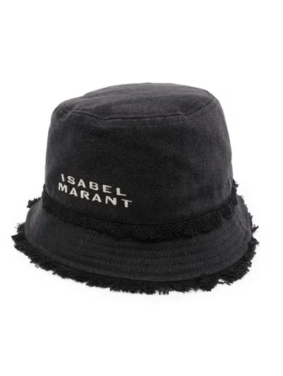 Isabel Marant Logo-embroidered Denim Bucket Hat In Faded Black