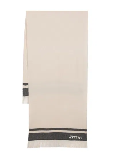 Isabel Marant Logo-embroidered Knit Scarf In Nude